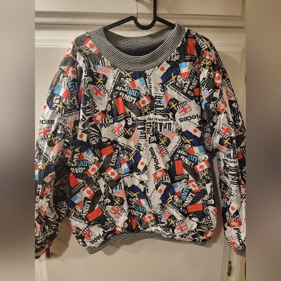 Vintage BLOWOUT LA Reversible World Peace Pullover Crewneck Sweatshirt - Picture 5 of 14